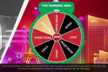 Play the Sun Vegas wheel for FREE every day between midday and midnight