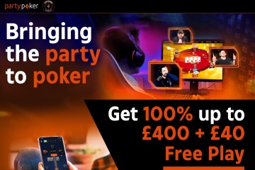 Get 100% deposit bonus up to £400 & £40 FREE PLAY with Party Poker