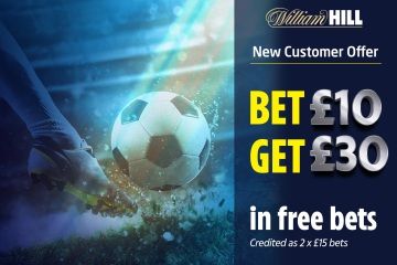 William Hill - football free bets: Claim £30 welcome bonus when you stake £10