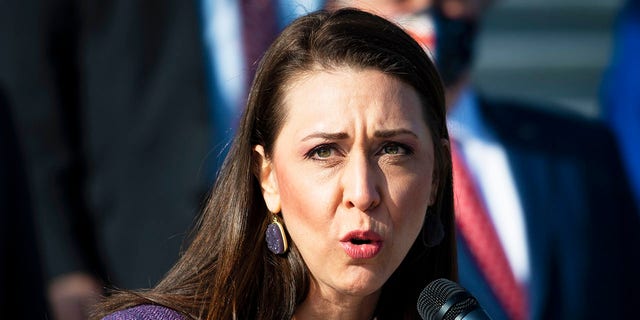 Rep. Jaime Herrera Beutler, R-Wash., speaks during a news conference on the House steps in Washington on Thursday, Dec. 10, 2020.