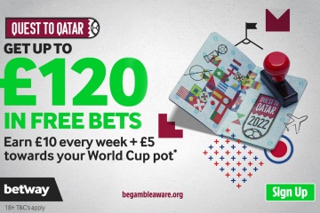 Get up to £120 in free bets: Earn £10 every week + £5 towards your World Cup Pot