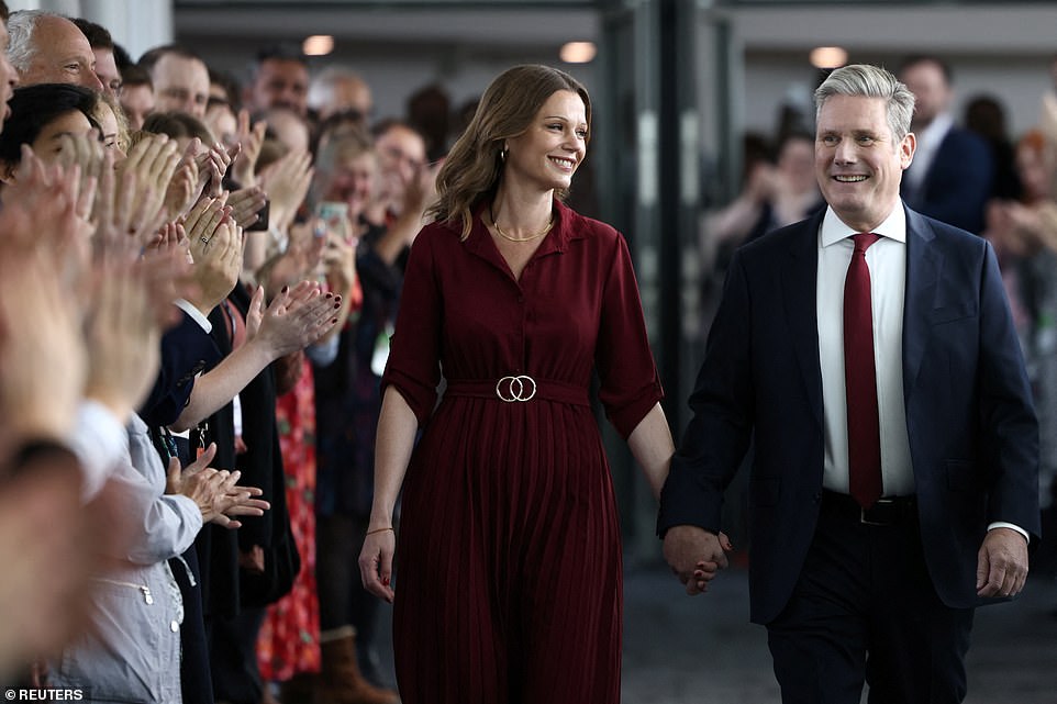 Keir Starmer (pictured arriving with wife Victoria today) told the party faithful in Liverpool that Liz Truss and Kwasi Kwarteng have 'lost control' after the Pound dived to a new record low against the US dollar