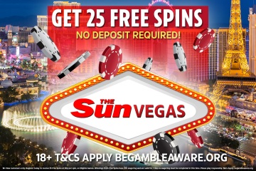 Get 25 FREE SPINS with NO DEPOSIT required when you join Sun Vegas
