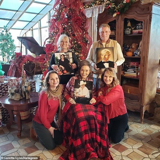Family first: They had six children: Betty, Jack, Ernest and Clara, and then twins Patsy and Peggy, as Loretta is seen in an Instagram post from December 24, 2020  with four of her children as they held up photos of Doo and their two siblings who had passed away