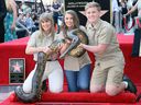 Conservationists/TV personalities Terri Irwin, Bindi Irwin and Robert Irwin attend Steve Irwin being honored posthumously with a Star on the Hollywood Walk of Fame on April 26, 2018 in Hollywood.  
