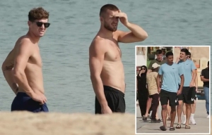 England stars including Bellingham, Stones and Dier relax as they hit beach