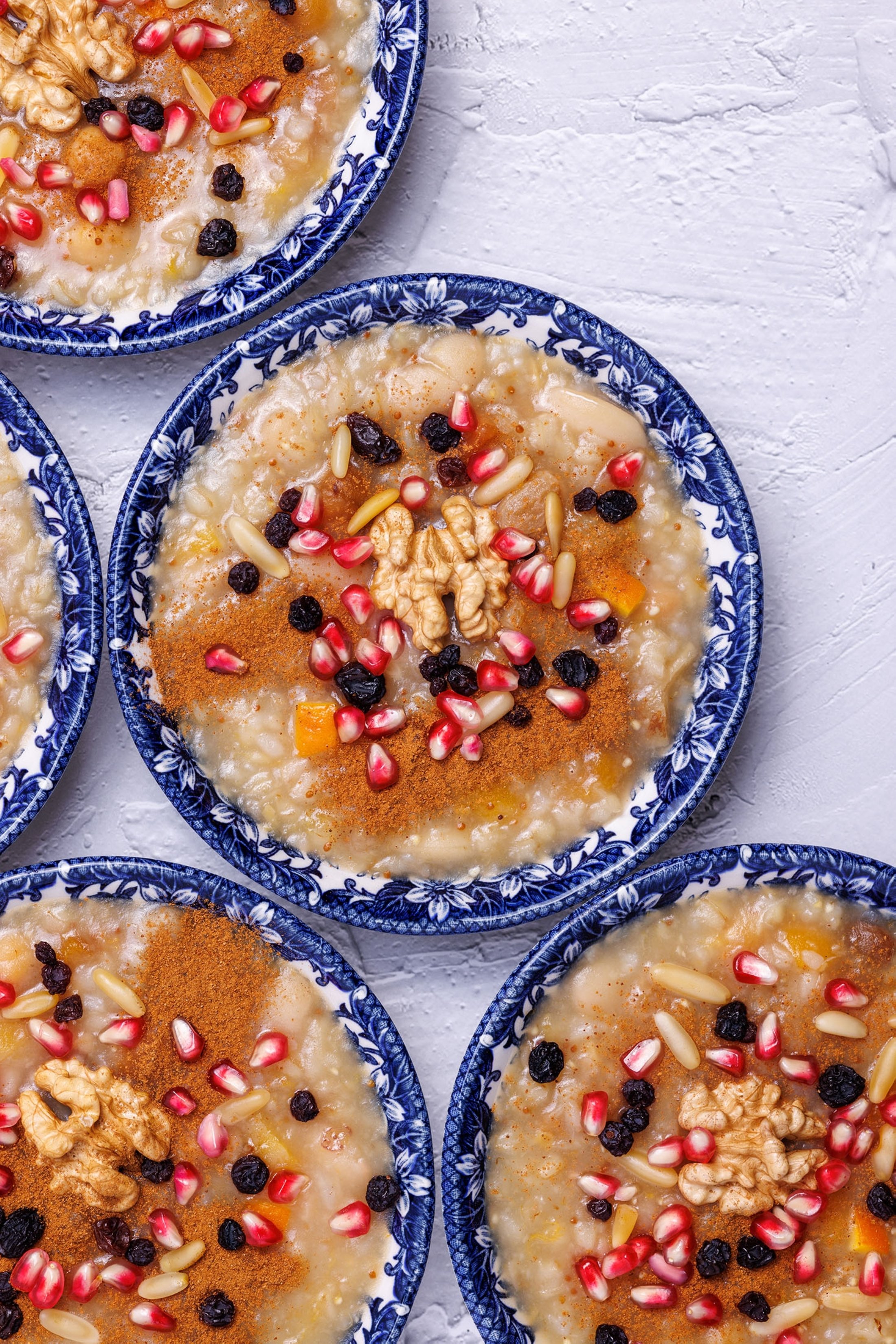 Aşure is a traditional dessert known in English as Noah’s Pudding and contains nearly every ingredient one could imagine in the category of nutritional desserts. (Getty Images Photo)