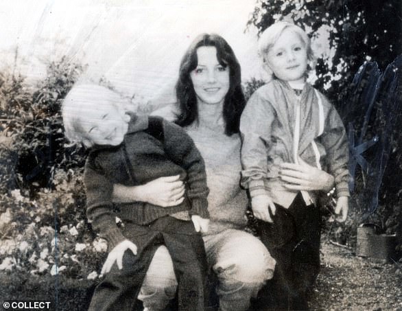 Sheila Caffell, the adopted sister of Jeremy Bamber, with twin sons Daniel and Nicholas, six