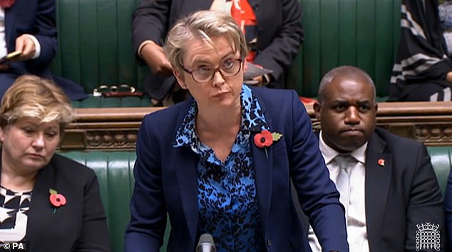 Labour frontbencher Yvette Cooper (pictured in the House of Commons) declined to condemn the walkouts, despite being asked twice if she supported the strikes