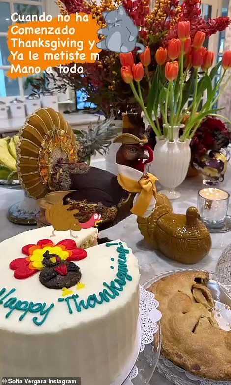 Modern approach: Modern Family vet Sofia Vergara showed off her dessert table before sharing that she did not cook her Thanksgiving meal