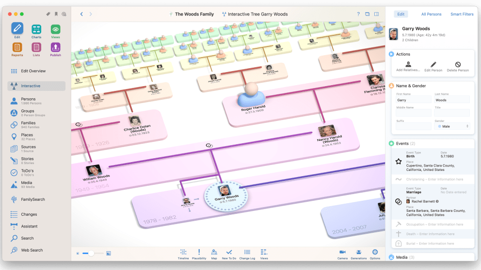 For example, MacFamilyTree 10 software can display ancestors in an interactive family tree