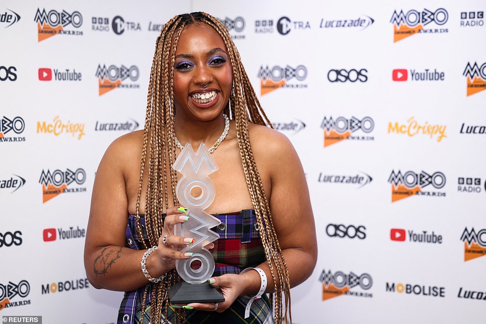Awards: Mahalia scooped the award for Best R&B/ Soul act and looked ecstatic as she posed with her award