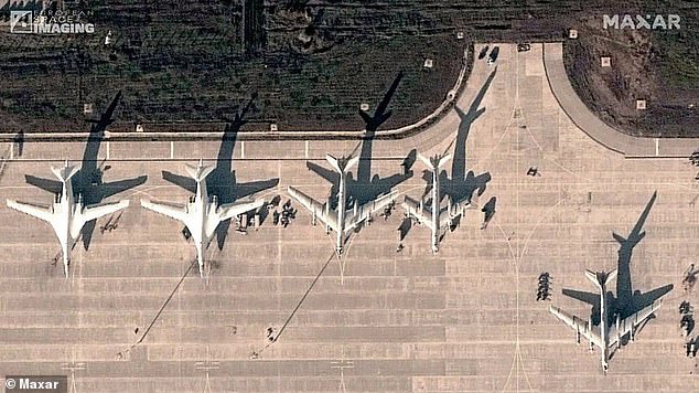 The attack comes a week after satellite images revealed Russian bombers at the airport were being armed with cruise missiles for a likely attack on Ukraine's energy network