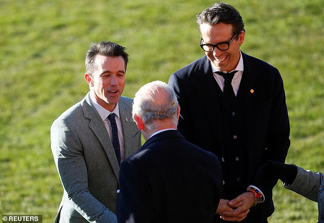 Wrexham co-owner Rob McElhenney shook hands with King Charles on the pitch