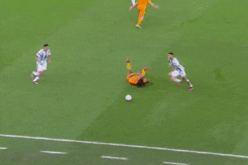 Paredes boots ball at Dutch subs to spark melee then Van Dijk floors him