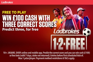 1-2-Free: Win £100 in CASH if you correctly predict three scores with Ladbrokes