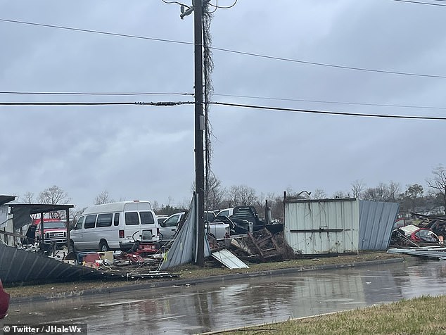 There were downed power lines and damage to homes and businesses in Baytown, but no reports of serious injuries, said Baytown spokesperson Jason Calder
