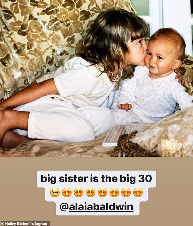 Sweet: The week also marked a major milestone for Hailey's older sister, Alaia Baldwin, who turned 30 on Monday