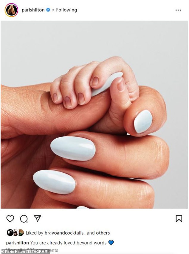 She made the announcement via Instagram, which included a photo of the new mom clutching onto her infant's hand