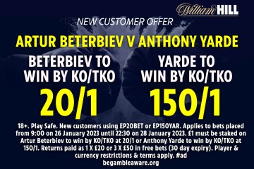 Beterbiev v Yarde: Get Beterbiev KO/TKO at 20/1 or Yarde KO/TKO at huge 150/1