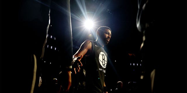Kyrie Irving of the Brooklyn Nets is introduced before the first half against the Los Angeles Lakers at Barclays Center Jan. 30, 2023, in the Brooklyn borough of New York City. 