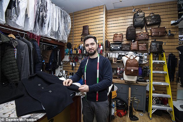 Hard times: Sayed Hashemi, who has run Top Tailor mending and dry-cleaning in Birmingham for 14 years, says customer numbers had fallen by half.