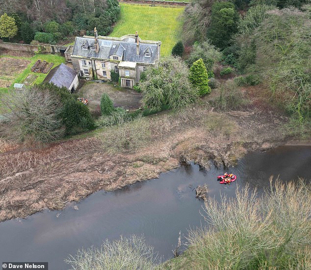 A drone photo from February 1, when police searched an 'abandoned' old house and the surrounding areas