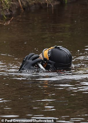 Police divers search in the river for Ms Bulley