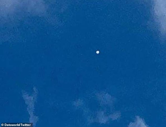 A social media user shared this photo of the suspected Chinese spy balloon allegedly flying over Costa Rica yesterday