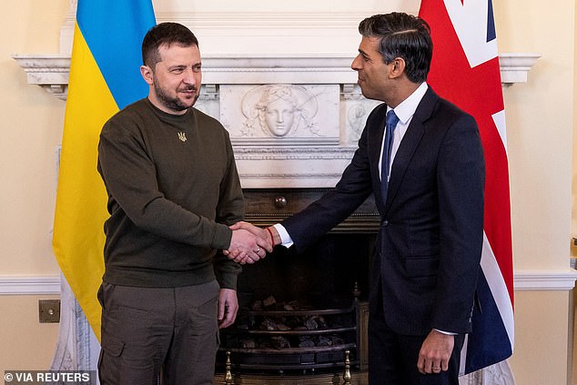 The two leaders met and shook hands at 10 Street earlier today during Zelensky's visit to Britain