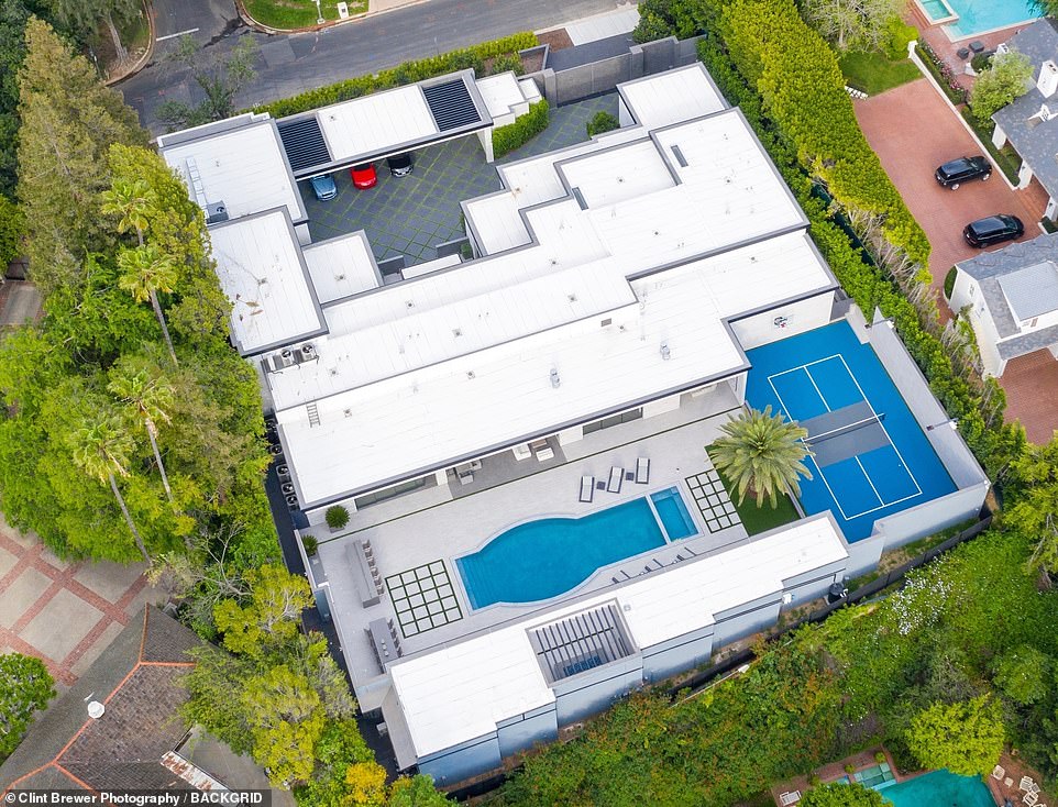 Striking: It is unclear what kind of style Kylie may favor for her new mansion since she is starting from the ground up, but her Holmby Hills home favors a boxy modern style. The minimalist mansion is painted all-white, with simple gray trim