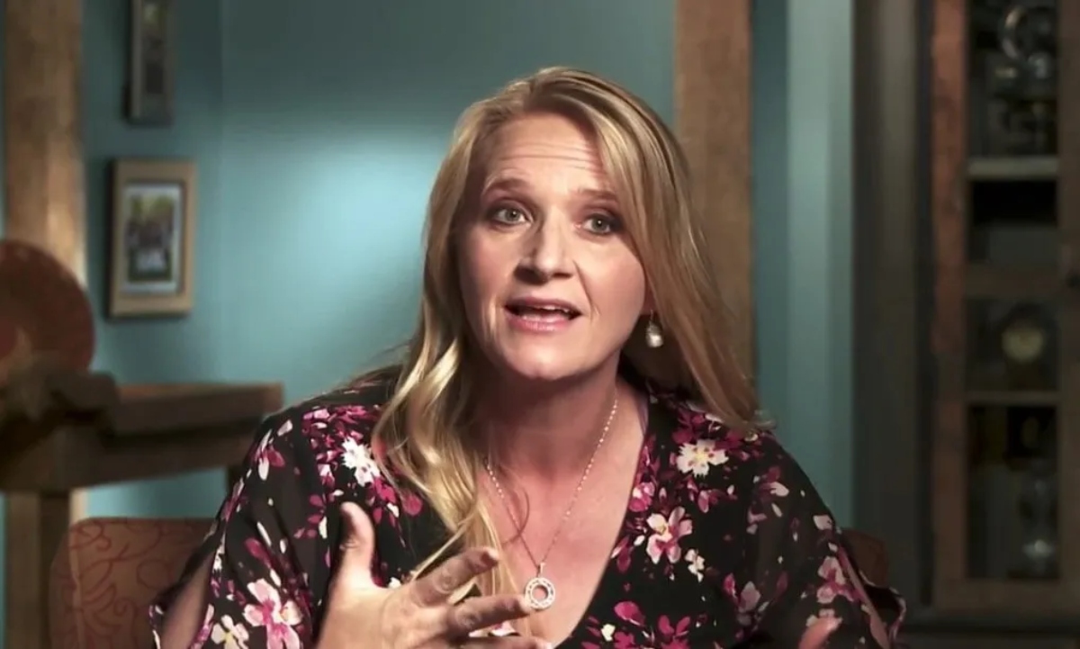 Christine Brown wearing a floral shirt during a confessional on 'Sister Wives' for TLC.