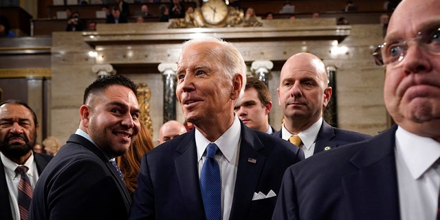 President Biden exits after delivering the State of the Union address at the U.S. Capitol in Washington, D.C., on Tuesday, Feb. 7, 2023. 