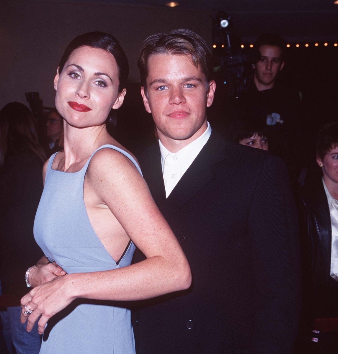 Minnie Driver and Matt Damon pose together at AFI Benefit Premiere of Good Will Hunting
