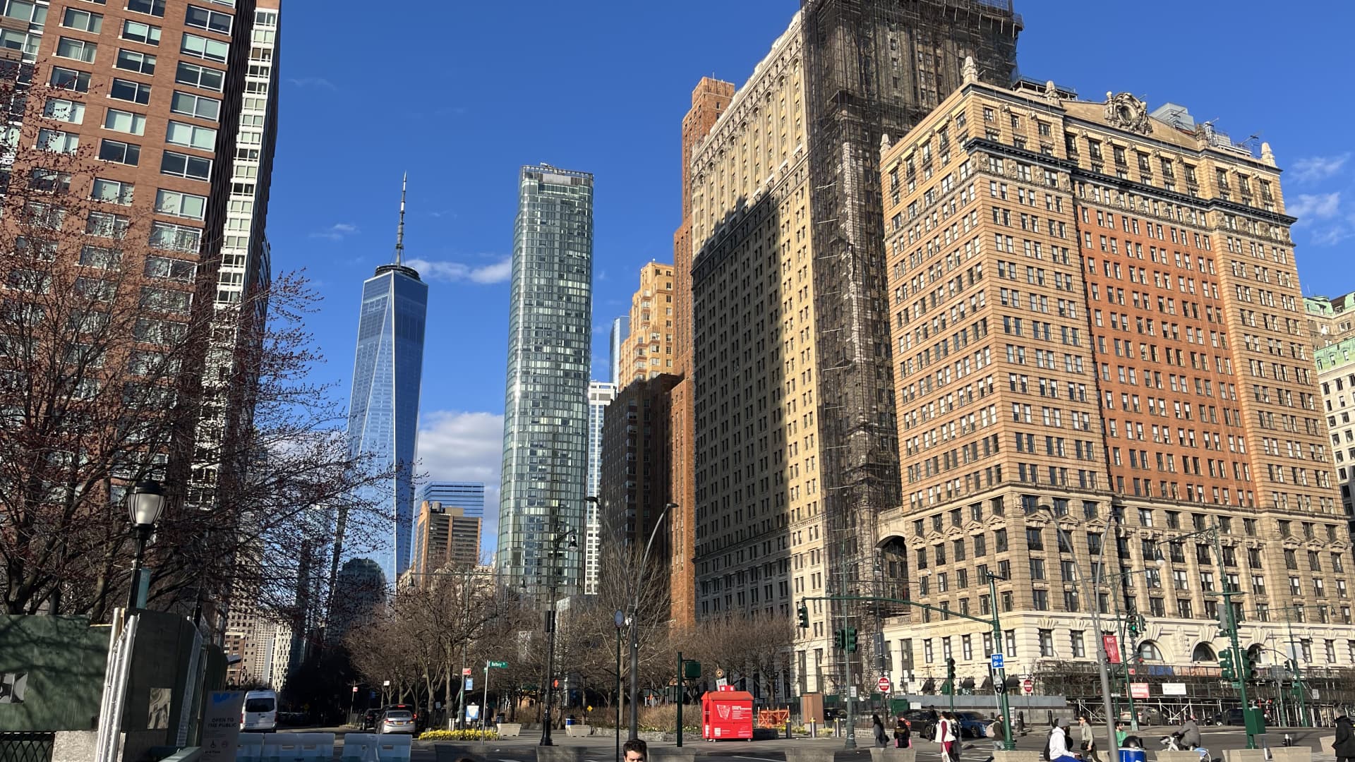 Battery Park City in Manhattan is a primarily residential neighborhood of upscale high-rise apartment buildings.