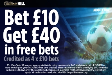 Football free bets: Get £40 bonus when you stake £10 with William Hill