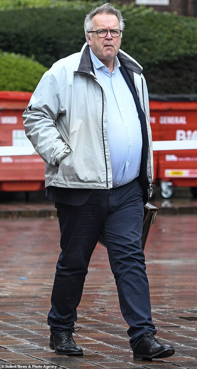Miss Taylor's father Dr Tim Taylor turned to drinking after he was falsely accused of being a paedophile (he is pictured outside Portsmouth Crown Court)