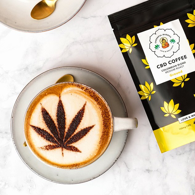 It's free of THC, the compound in cannabis, so won't give you a high. Pictured: CBD Coffee, £9.99, Cheerful Buddha