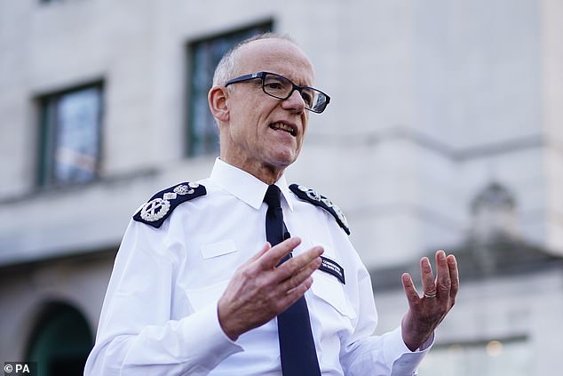 Pictured is Metropolitan Police Commissioner Sir Mark Rowley