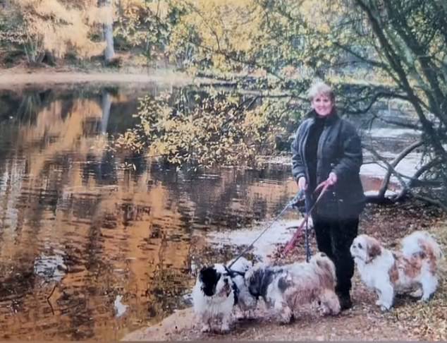 Sarene Taylor walking her beloved dogs along the riverbank on a spring day years ago