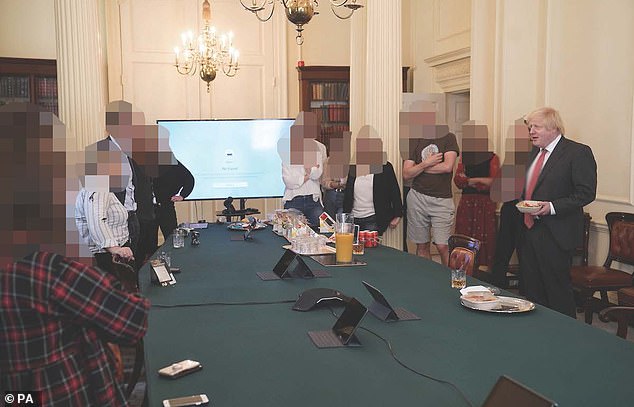 One of the images of a Downing Street gathering during lockdown that have been released