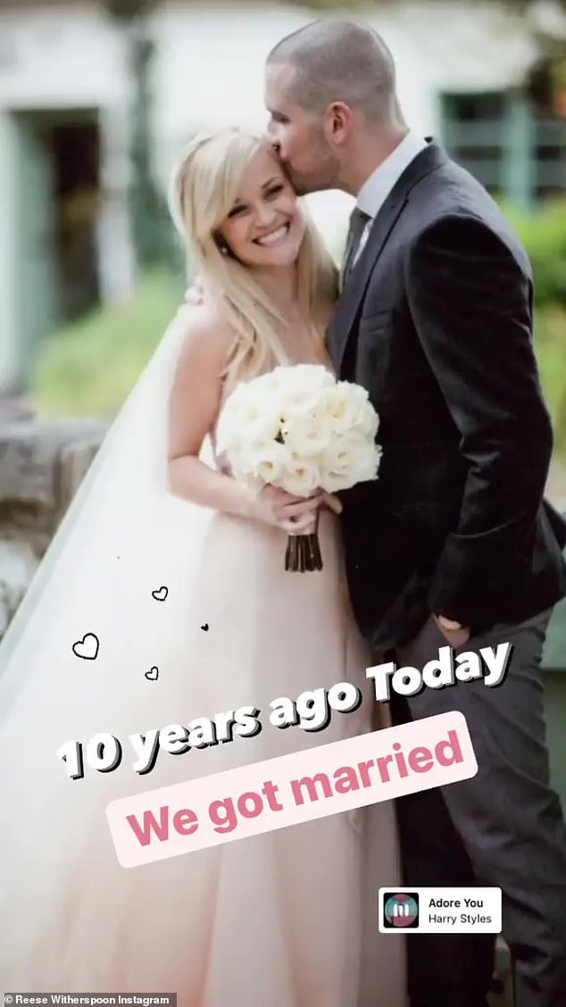Throwback: In 2020, Reese celebrated their 10 years of marriage with a snap from their wedding day