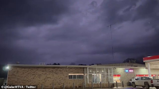 The skies above Pope, Mississippi looked especially threatening on Friday night where flashes of lightning could be seen