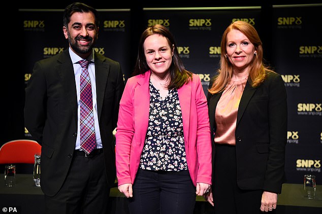 Humza Yousaf (left), Kate Forbes (centre), and Ash Regan (right) were battling to become the next SNP leader