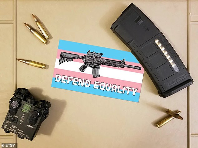 Others have flags and stickers available which say 'defend equality' on the trans flag colors