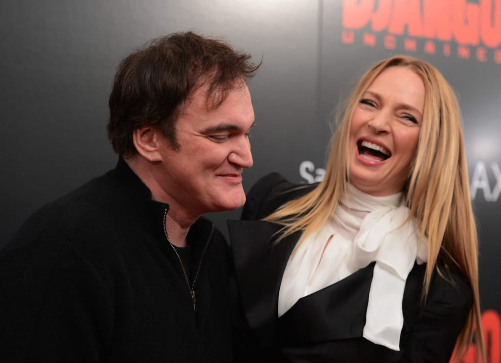 Uma Thurman and Quentin Tarantino at the premiere of Django Unchained