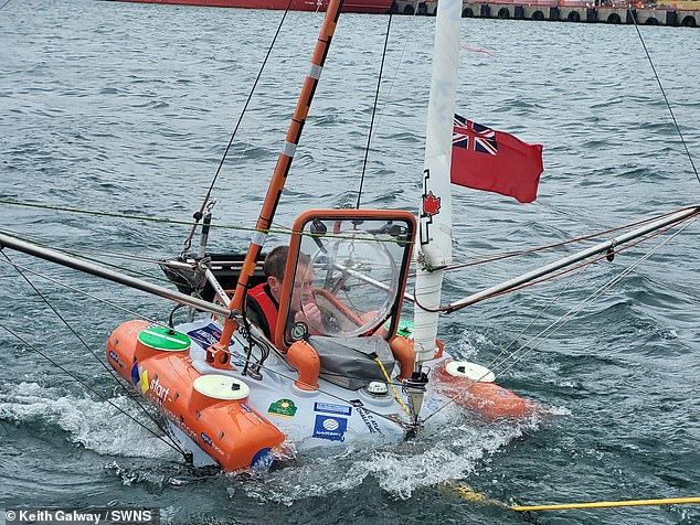 Andrew Bedwell (pictured), 49, has been forced to call of his trip across the Atlantic after the 3ft vessel started taking on water