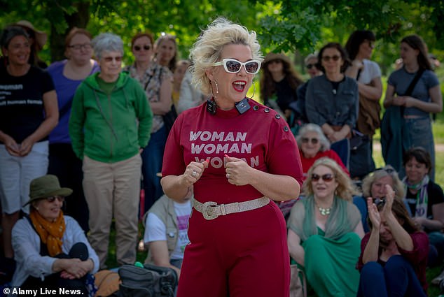 Standing For Women founder: Kellie-Jay Keen-Minshull, also known as Posie Parker in Hyde Park yesterday