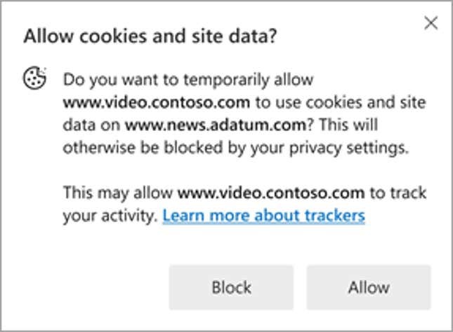 Edge Cookie blocking icon