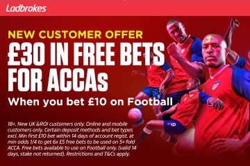 Claim £30 in free football accas when you bet £10 at Ladbrokes